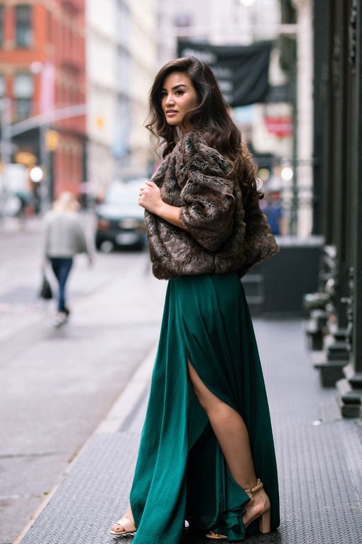 Faux fur over Cocktail dress