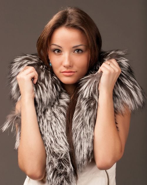 short fur vest - gray