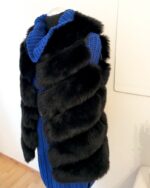 short woman faux fur vest in black color
