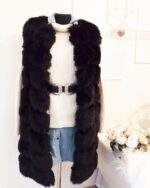 woman faux fur vest in black color