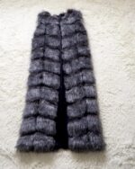 long fur vest for woman in grey color