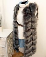 medium fur vest in grey color