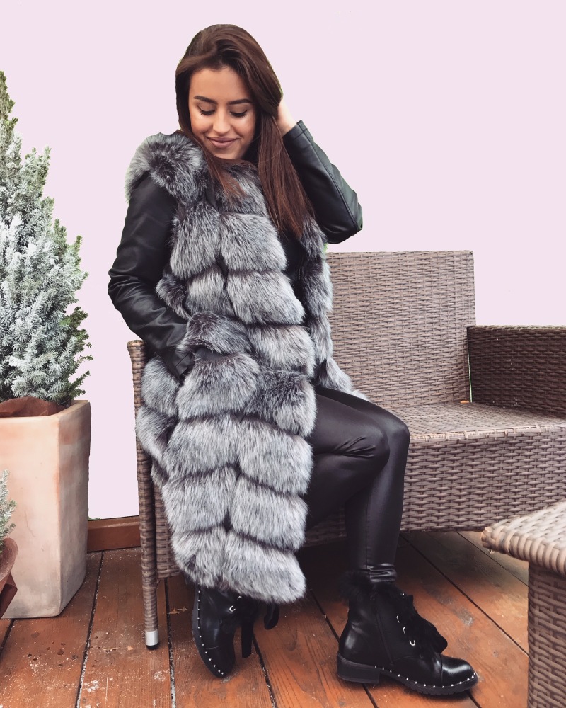 Fur on sale vest grey