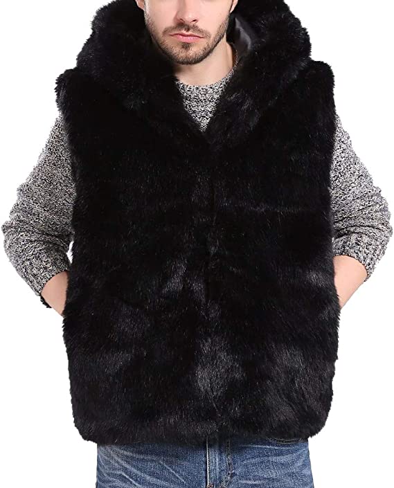 Faux fur vest for men