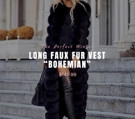long faux fur vest bohemian